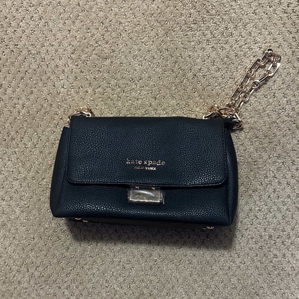 Kate Spade Black Crossbody Bag with Gold Chain Strap